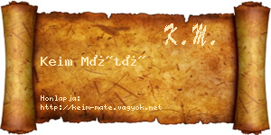 Keim Máté névjegykártya
